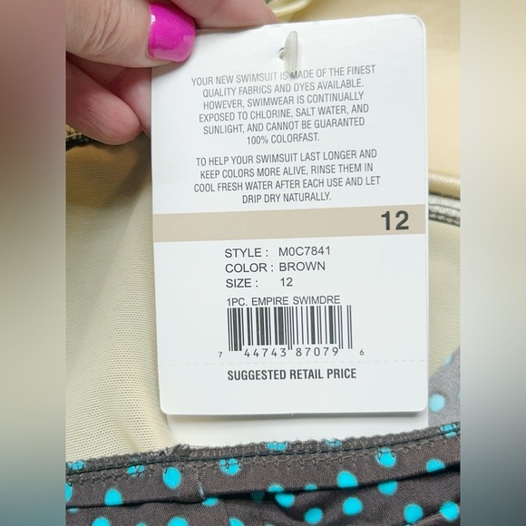 Maxine Polka Dot One Piece Swim Dress Swimsuit Size 12 NWT - Picture 7 of 8